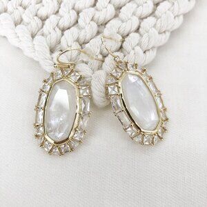Kendra Scott Elle - Gold Ivory Mother-of-Pearl Crystal Frame Drop Earrings